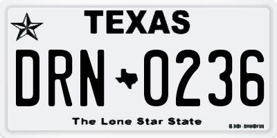 TX license plate DRN0236
