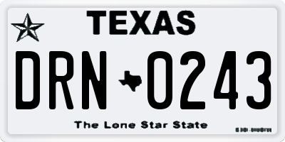 TX license plate DRN0243