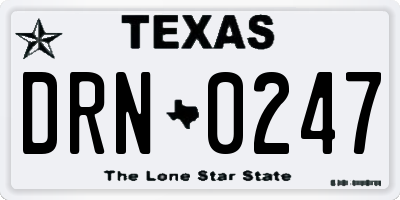 TX license plate DRN0247