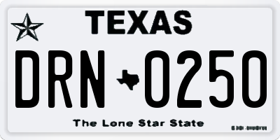 TX license plate DRN0250