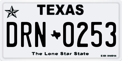 TX license plate DRN0253