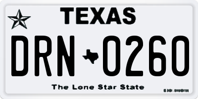 TX license plate DRN0260