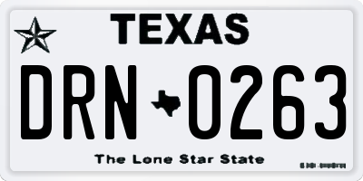 TX license plate DRN0263