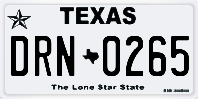 TX license plate DRN0265
