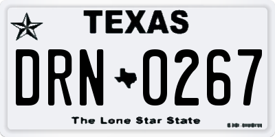 TX license plate DRN0267