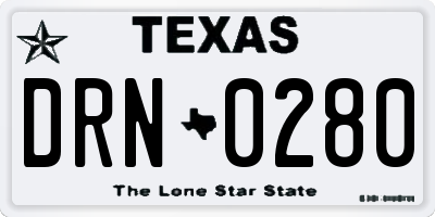 TX license plate DRN0280