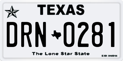 TX license plate DRN0281
