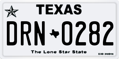 TX license plate DRN0282