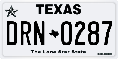 TX license plate DRN0287