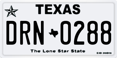 TX license plate DRN0288