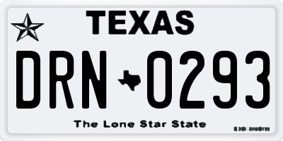 TX license plate DRN0293