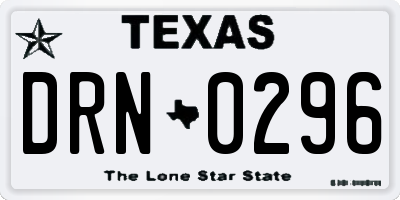 TX license plate DRN0296