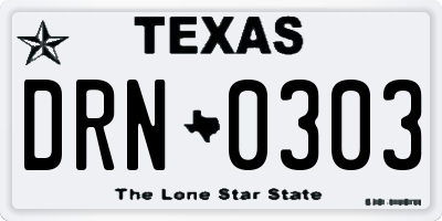 TX license plate DRN0303