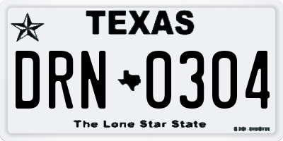 TX license plate DRN0304