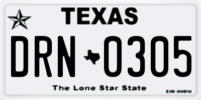 TX license plate DRN0305