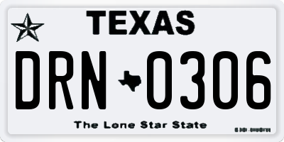 TX license plate DRN0306