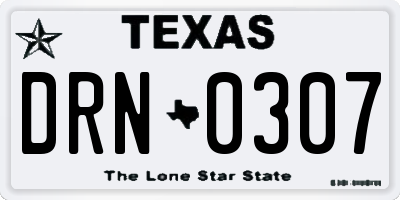 TX license plate DRN0307
