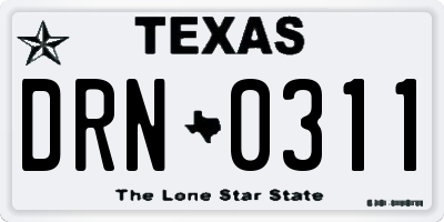 TX license plate DRN0311