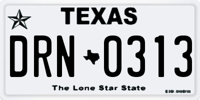 TX license plate DRN0313
