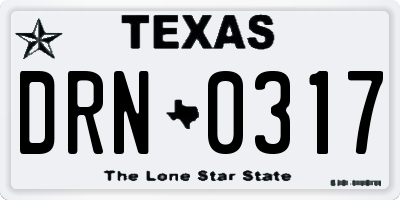 TX license plate DRN0317