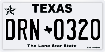 TX license plate DRN0320