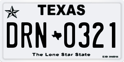 TX license plate DRN0321