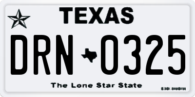 TX license plate DRN0325