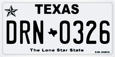 TX license plate DRN0326