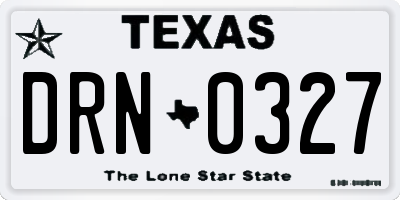 TX license plate DRN0327