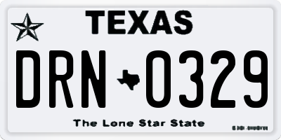 TX license plate DRN0329