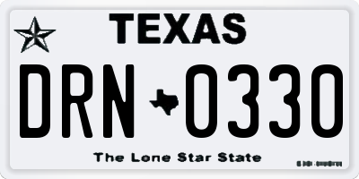 TX license plate DRN0330