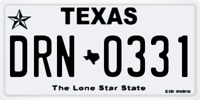 TX license plate DRN0331