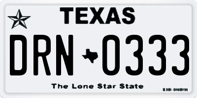 TX license plate DRN0333