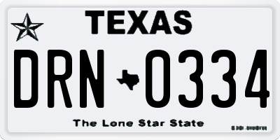 TX license plate DRN0334