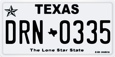 TX license plate DRN0335