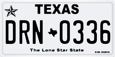 TX license plate DRN0336