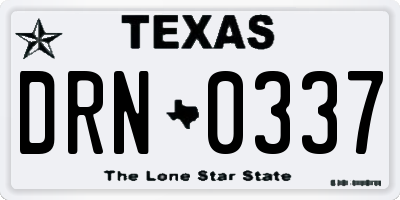 TX license plate DRN0337