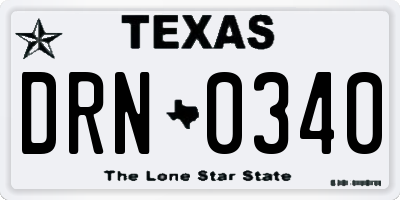 TX license plate DRN0340