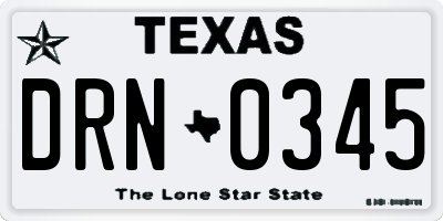 TX license plate DRN0345