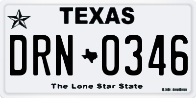 TX license plate DRN0346