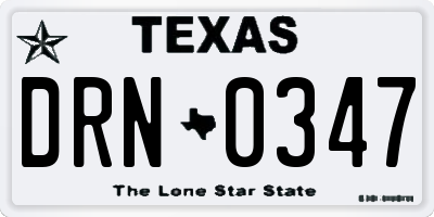 TX license plate DRN0347