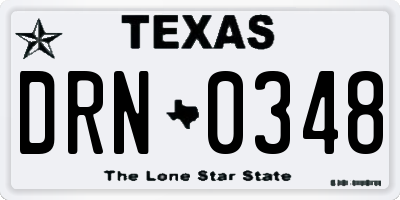 TX license plate DRN0348