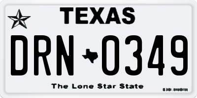 TX license plate DRN0349