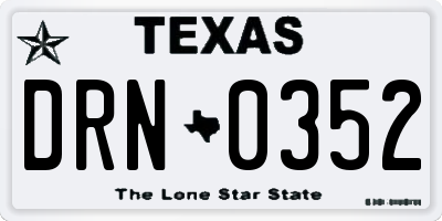 TX license plate DRN0352