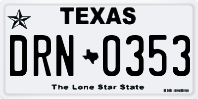 TX license plate DRN0353