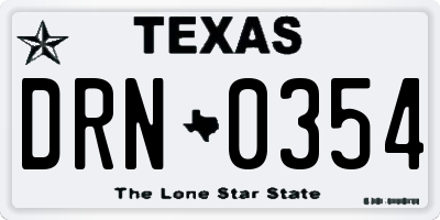 TX license plate DRN0354