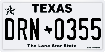 TX license plate DRN0355