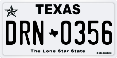 TX license plate DRN0356