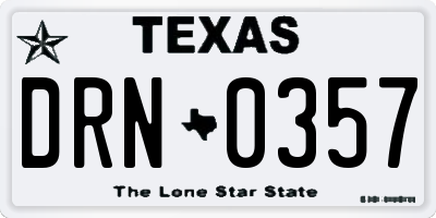 TX license plate DRN0357