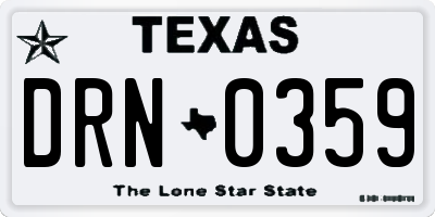 TX license plate DRN0359